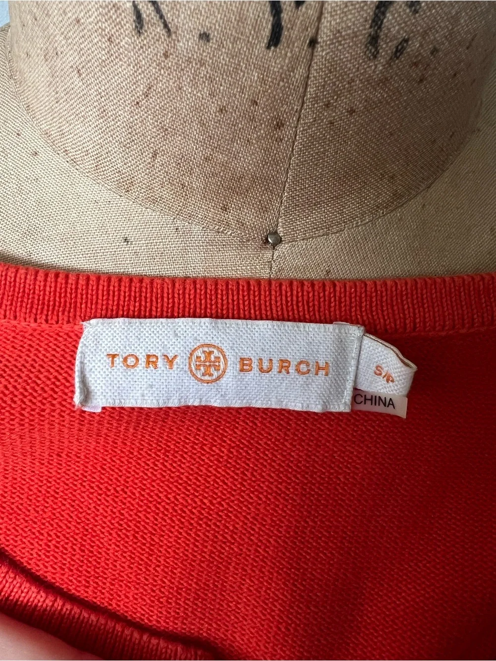 Tory Burch Bright Orange Keyhole Long Sleeve Top